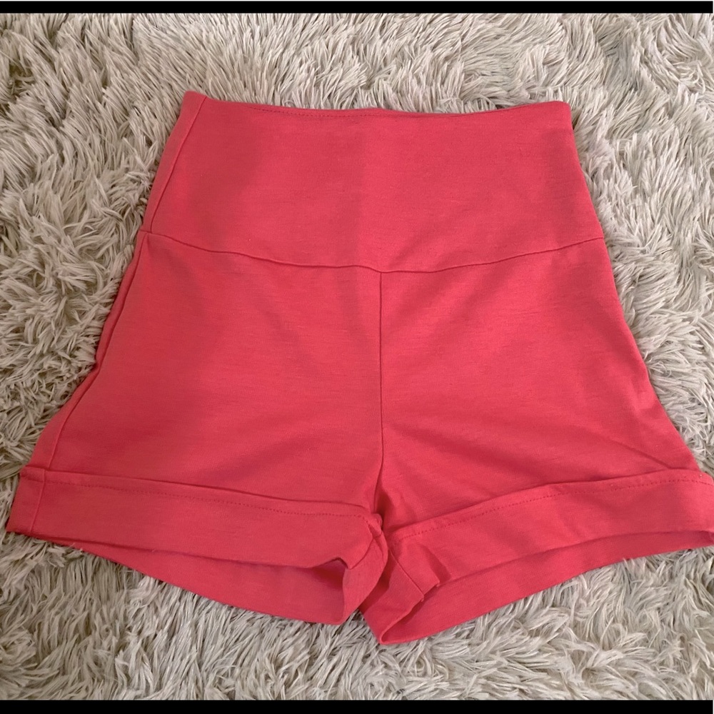 Coral high waisted shorts